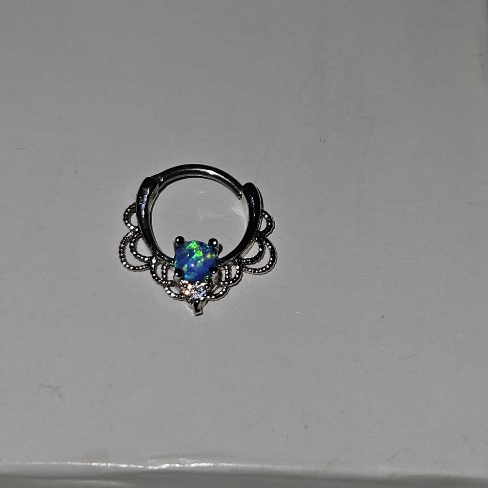 Septum clicker Stainless steel lab opal ring